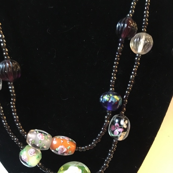 Beautiful Seed & Lampwork Glass  Double Strand Necklace - Picture 7 of 10